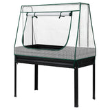 Garden Beds & Planters: Green Fingers Elevated Metal Garden Bed Kit w Mini Greenhouse Cover 116x60cm Stand-Up Height Trellis
