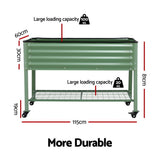 Garden Beds & Planters: Green Fingers Elevated Raised Garden Bed Kit Mobile w/ Locking Wheels & Storage Shelf 100KG Max Load 115x60x81cm | Galvanized Steel, Portable Green Organizer for Seniors, Patio, Balcony, Vegetables
