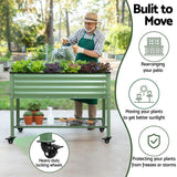 Garden Beds & Planters: Green Fingers Elevated Raised Garden Bed Kit Mobile w/ Locking Wheels & Storage Shelf 100KG Max Load 115x60x81cm | Galvanized Steel, Portable Green Organizer for Seniors, Patio, Balcony, Vegetables