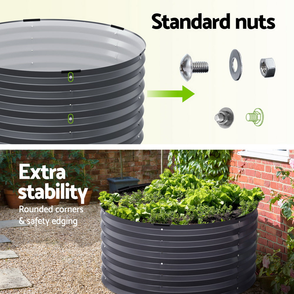 Garden Ornaments: Green Fingers Garden Bed 90X45cm Round Latches Planter Box Raised Galvanised Herb