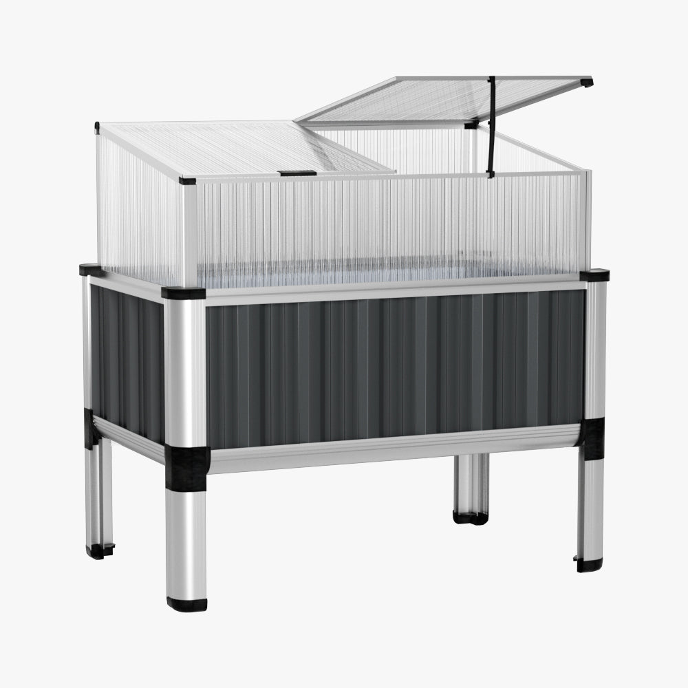 Greenhouses & Accessories: Green Fingers Garden Bed 80x49x74cm Greenhouse Planter Box Raised Galvanised Herb