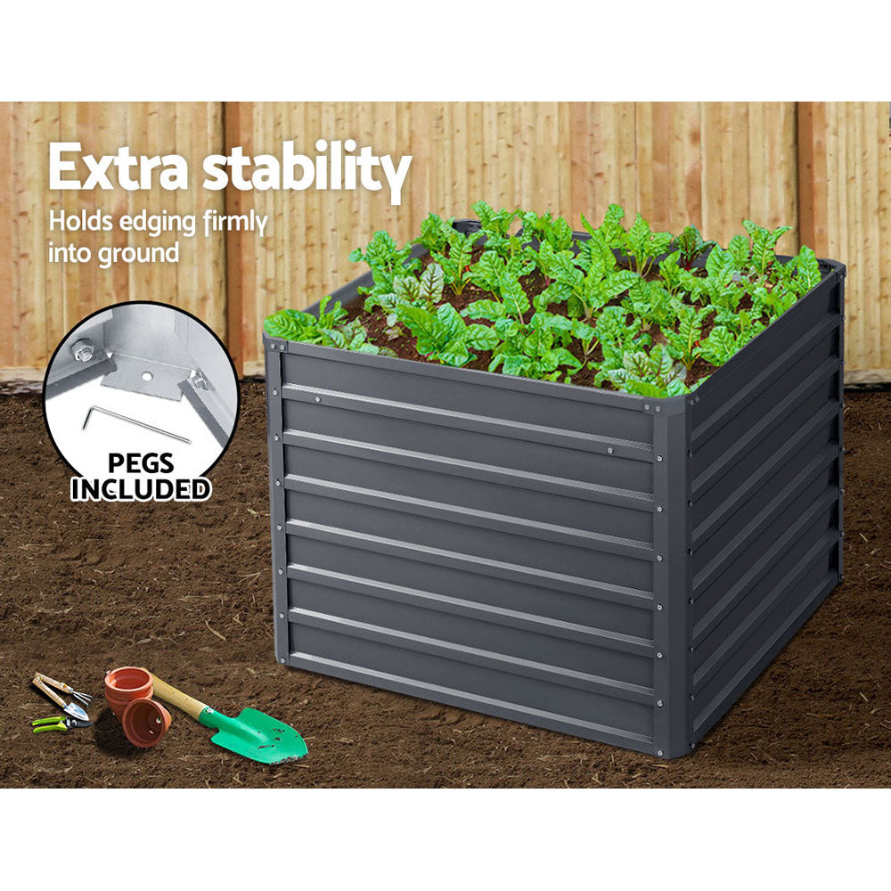 Garden Beds & Planters: Green Fingers 2x Garden Bed 100x100x77cm Planter Box Raised Container Galvanised
