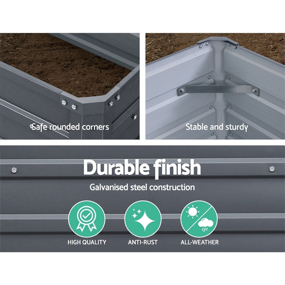 Garden Beds & Planters: Green Fingers 2x Garden Bed 100x100x77cm Planter Box Raised Container Galvanised