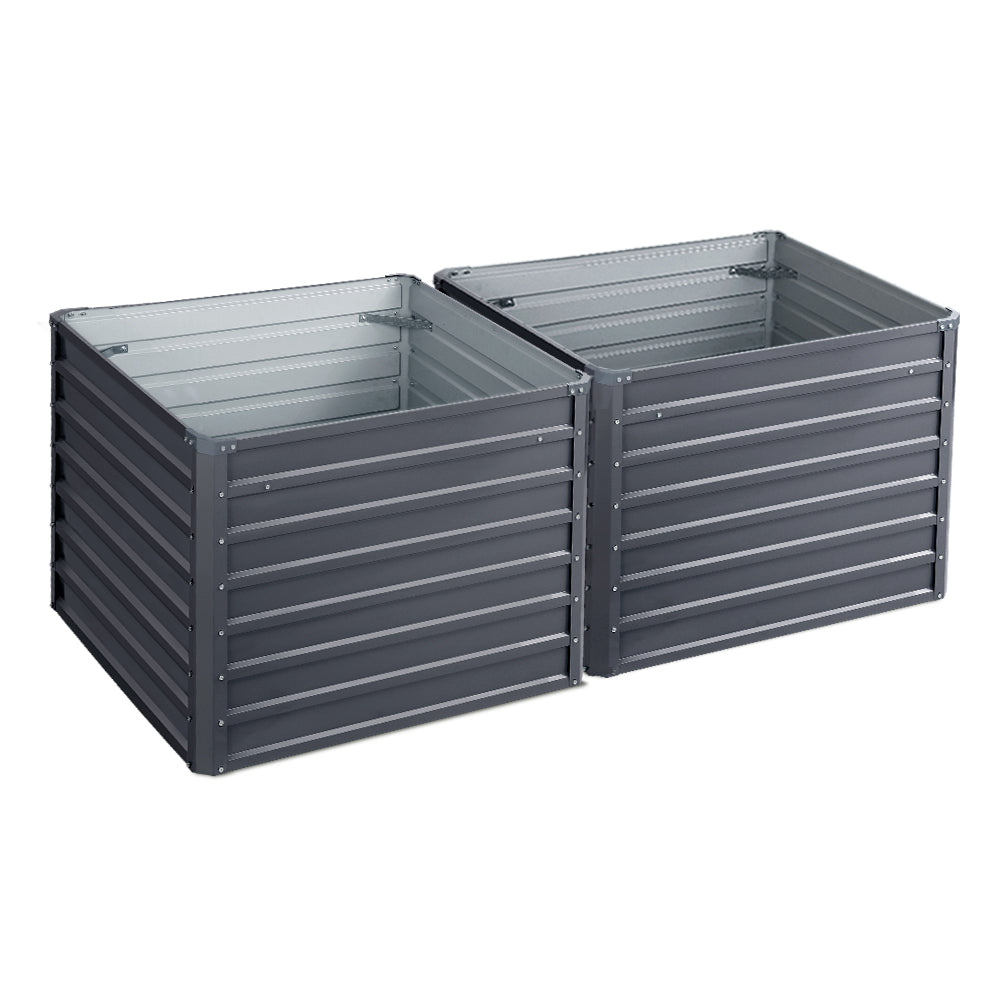Garden Beds & Planters: Green Fingers 2x Garden Bed 100x100x77cm Planter Box Raised Container Galvanised