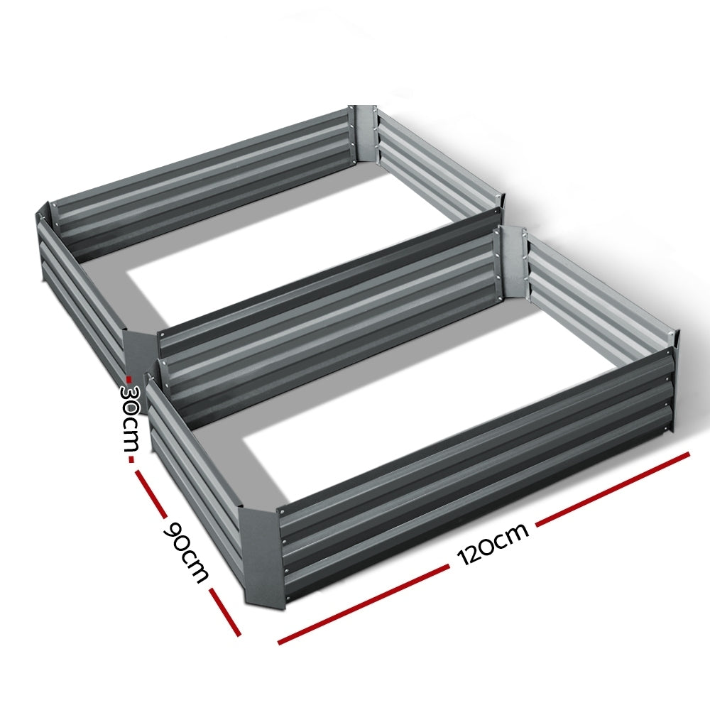 Garden Beds & Planters: Green Fingers 2x Garden Bed 120x90cm Planter Box Raised Container Galvanised Herb