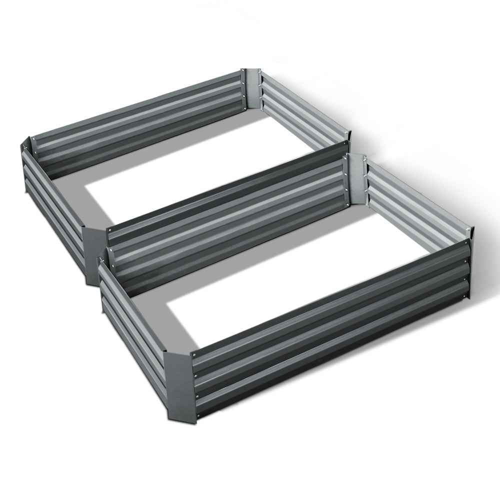 Garden Beds & Planters: Green Fingers 2x Garden Bed 120x90cm Planter Box Raised Container Galvanised Herb