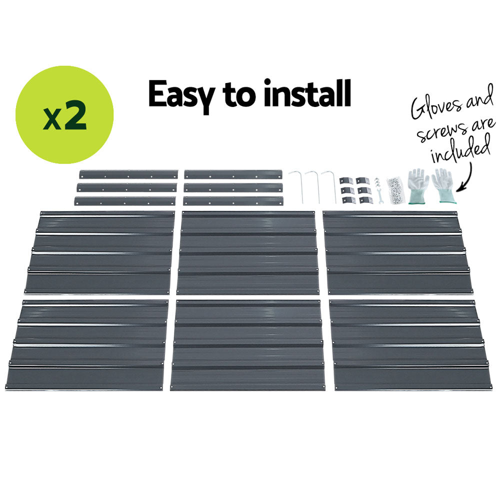Garden Beds & Planters: Green Fingers 2x Garden Bed 130x130x46cm Planter Box Raised Container Galvanised