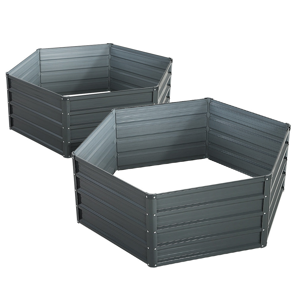 Garden Beds & Planters: Green Fingers 2x Garden Bed 130x130x46cm Planter Box Raised Container Galvanised