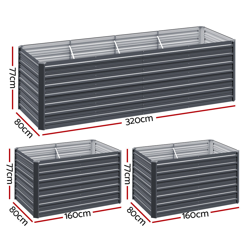 Garden Beds & Planters: Green Fingers Garden Bed 320x80x77cm Planter Box Raised Container Galvanised Herb