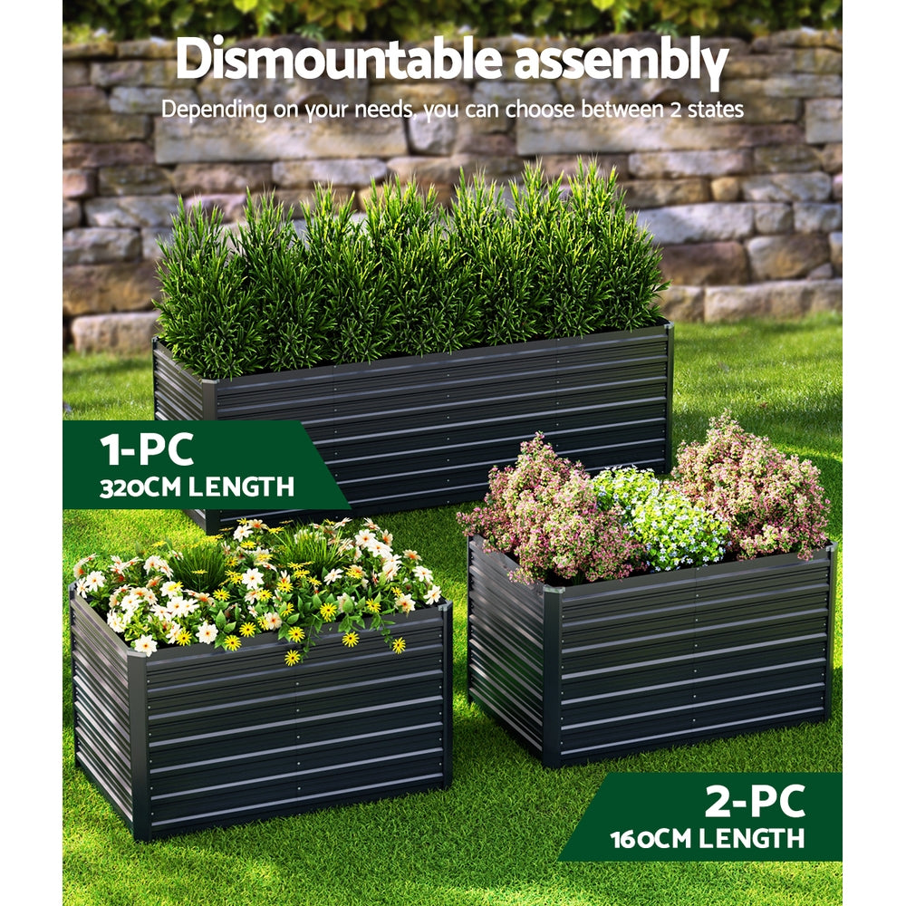 Garden Beds & Planters: Green Fingers Garden Bed 320x80x77cm Planter Box Raised Container Galvanised Herb