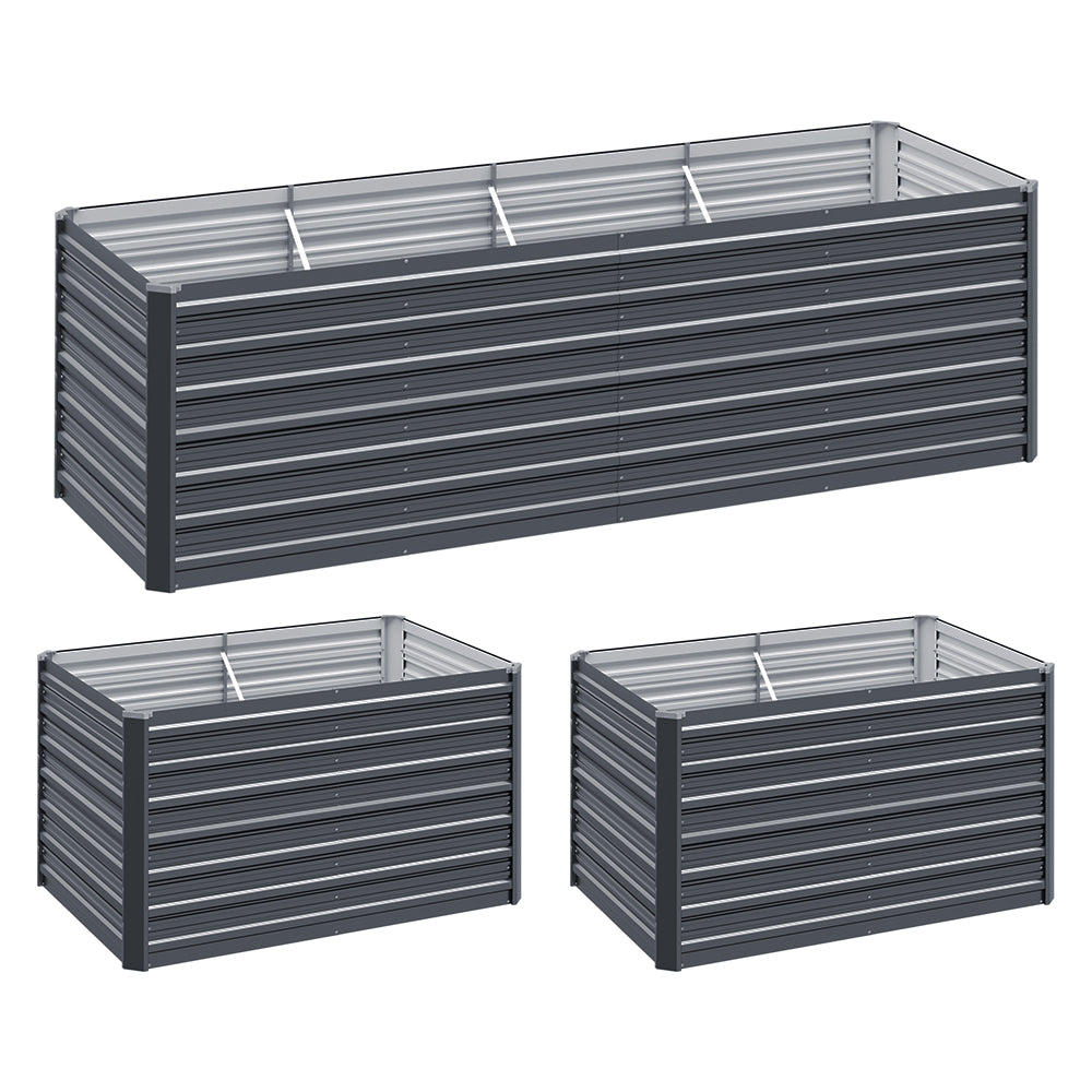 Garden Beds & Planters: Green Fingers Garden Bed 320x80x77cm Planter Box Raised Container Galvanised Herb