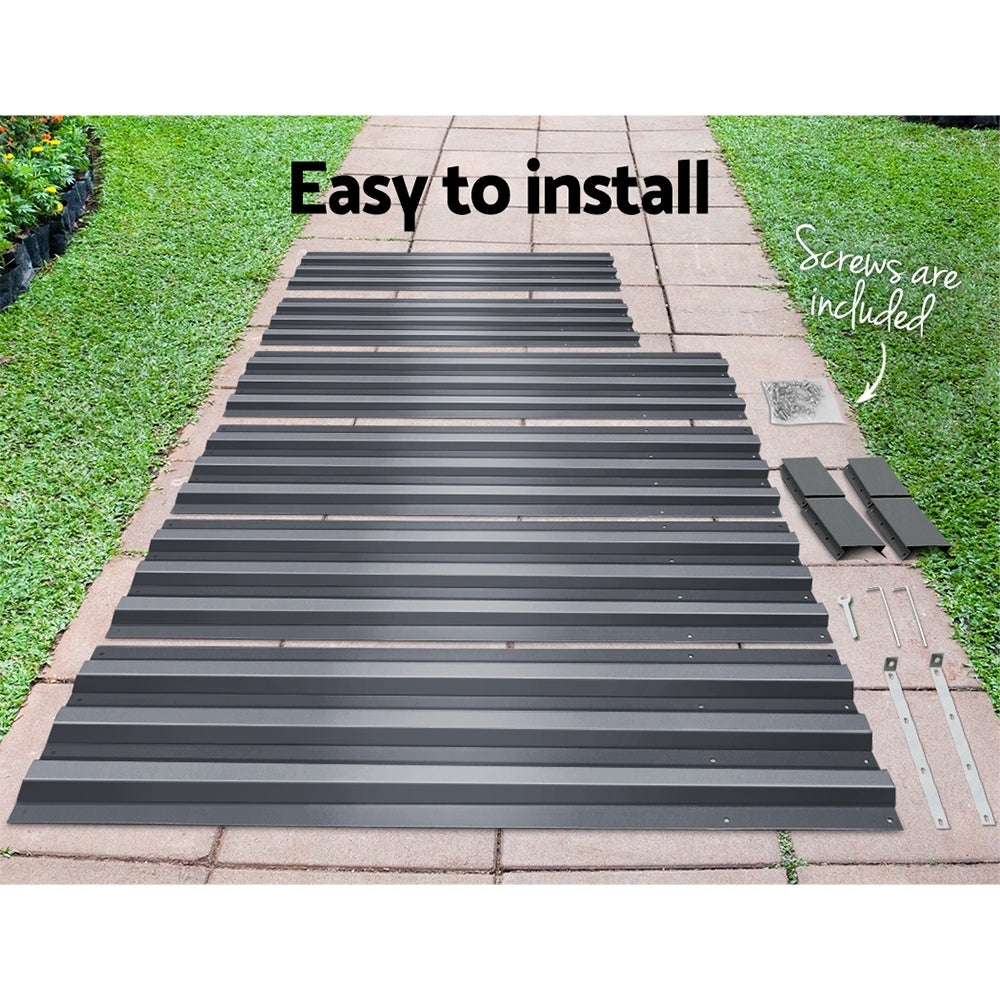 Garden Beds & Planters: Green Fingers 2x Garden Bed 210x90cm Planter Box Raised Container Galvanised Herb