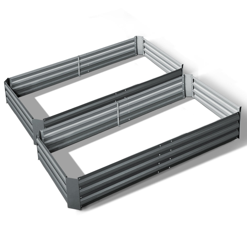 Garden Beds & Planters: Green Fingers 2x Garden Bed 210x90cm Planter Box Raised Container Galvanised Herb