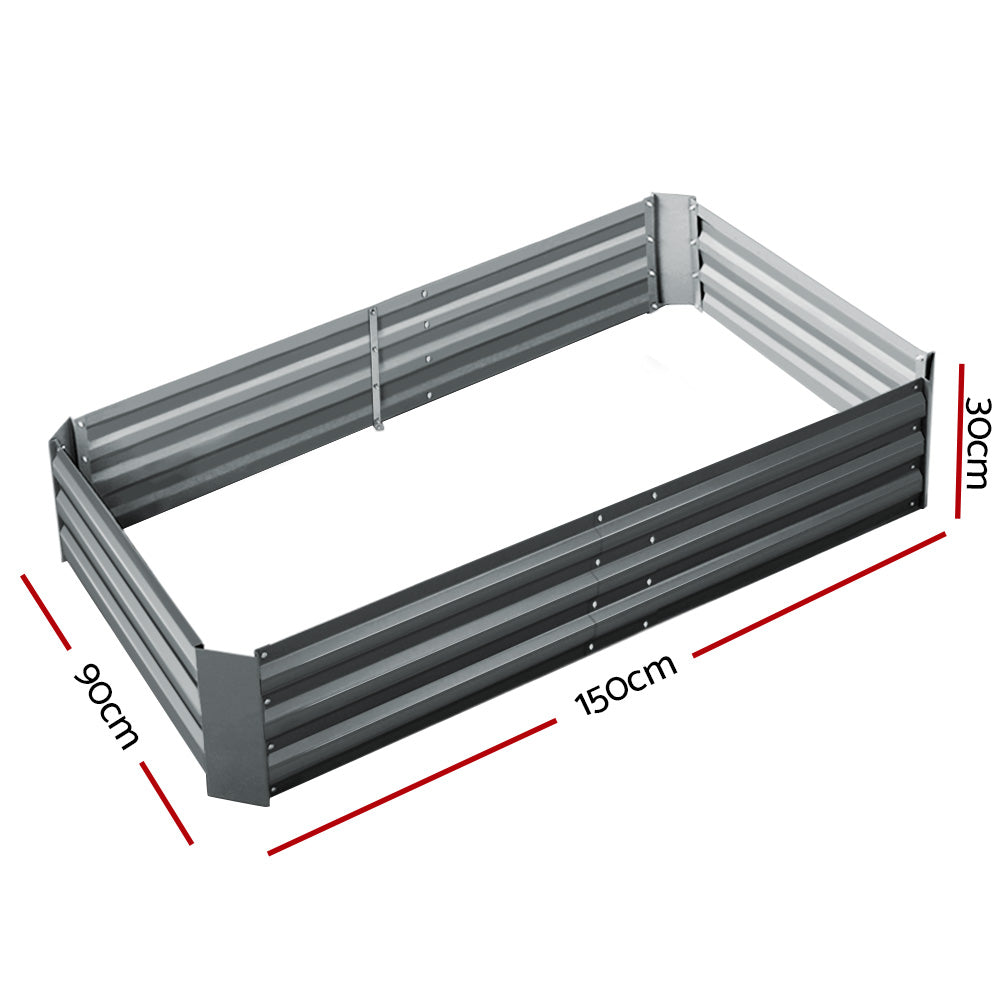 Garden Beds & Planters: Green Fingers 2x Garden Bed 150x90cm Planter Box Raised Container Galvanised Herb
