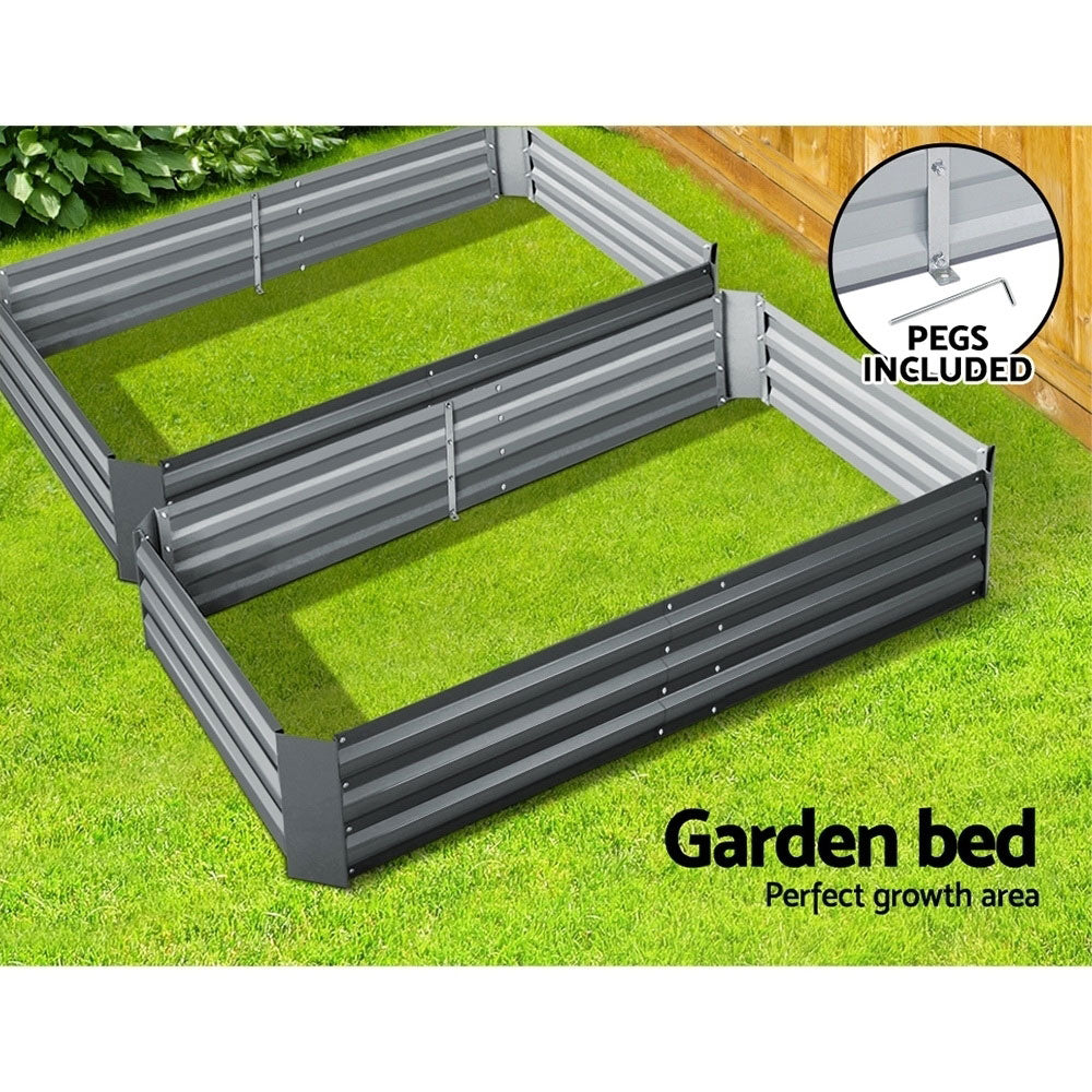 Garden Beds & Planters: Green Fingers 2x Garden Bed 150x90cm Planter Box Raised Container Galvanised Herb