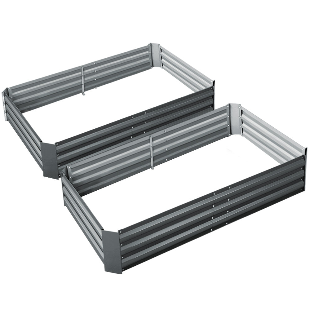 Garden Beds & Planters: Green Fingers 2x Garden Bed 150x90cm Planter Box Raised Container Galvanised Herb