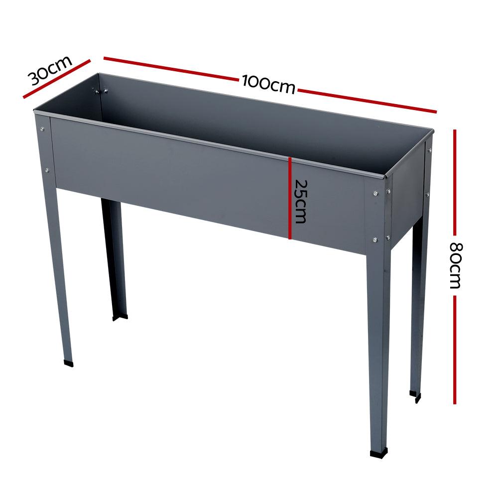 Garden Beds & Planters: Green Fingers Garden Bed Elevated 100X80X30cm Planter Box Container Galvanised