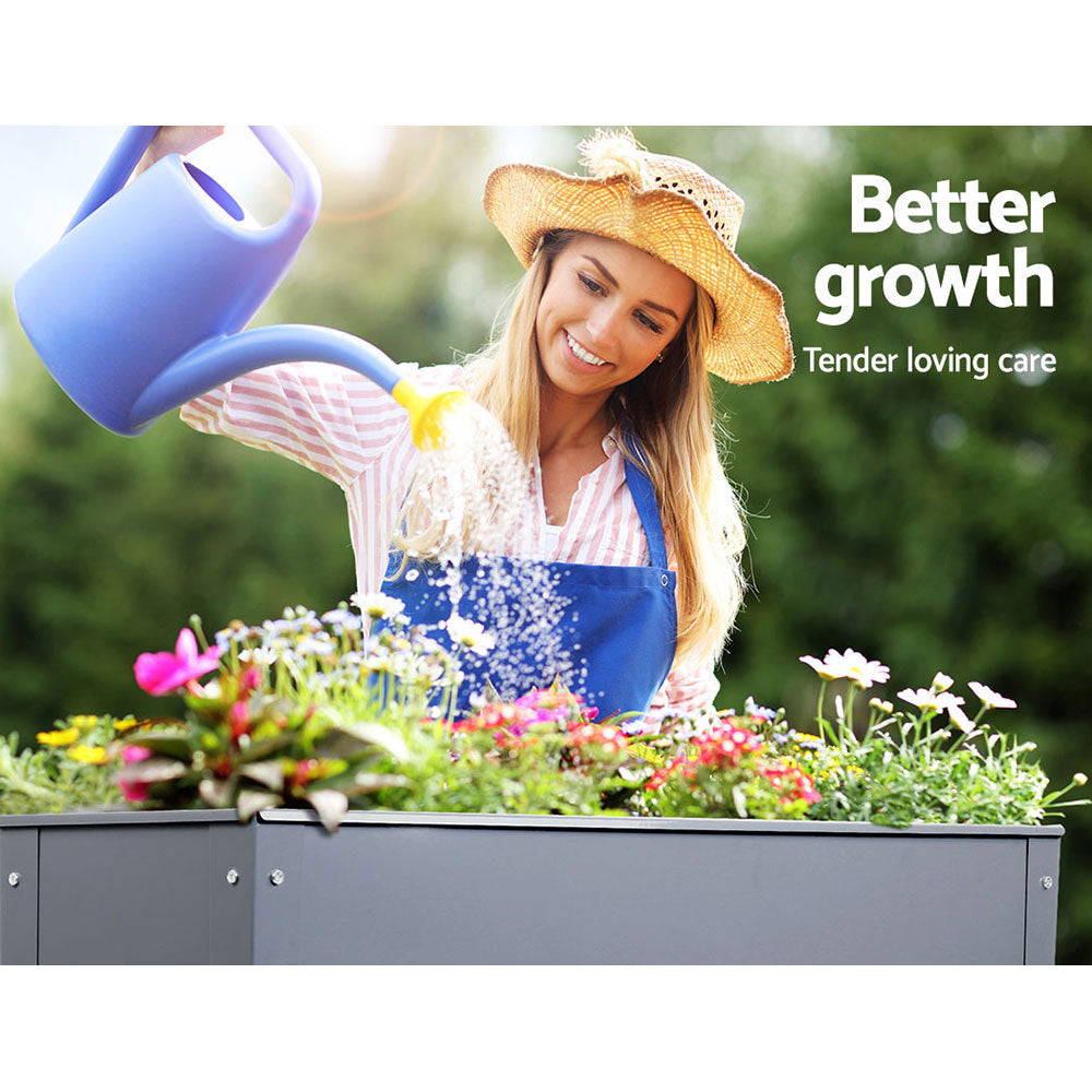 Garden Beds & Planters: Green Fingers Garden Bed Elevated 100X80X30cm Planter Box Container Galvanised