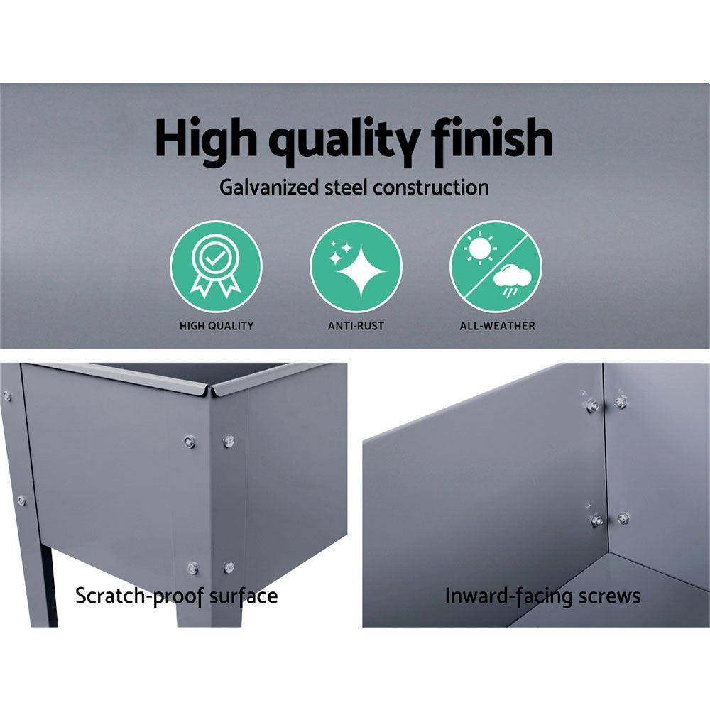 Garden Beds & Planters: Green Fingers Garden Bed Elevated 100X80X30cm Planter Box Container Galvanised