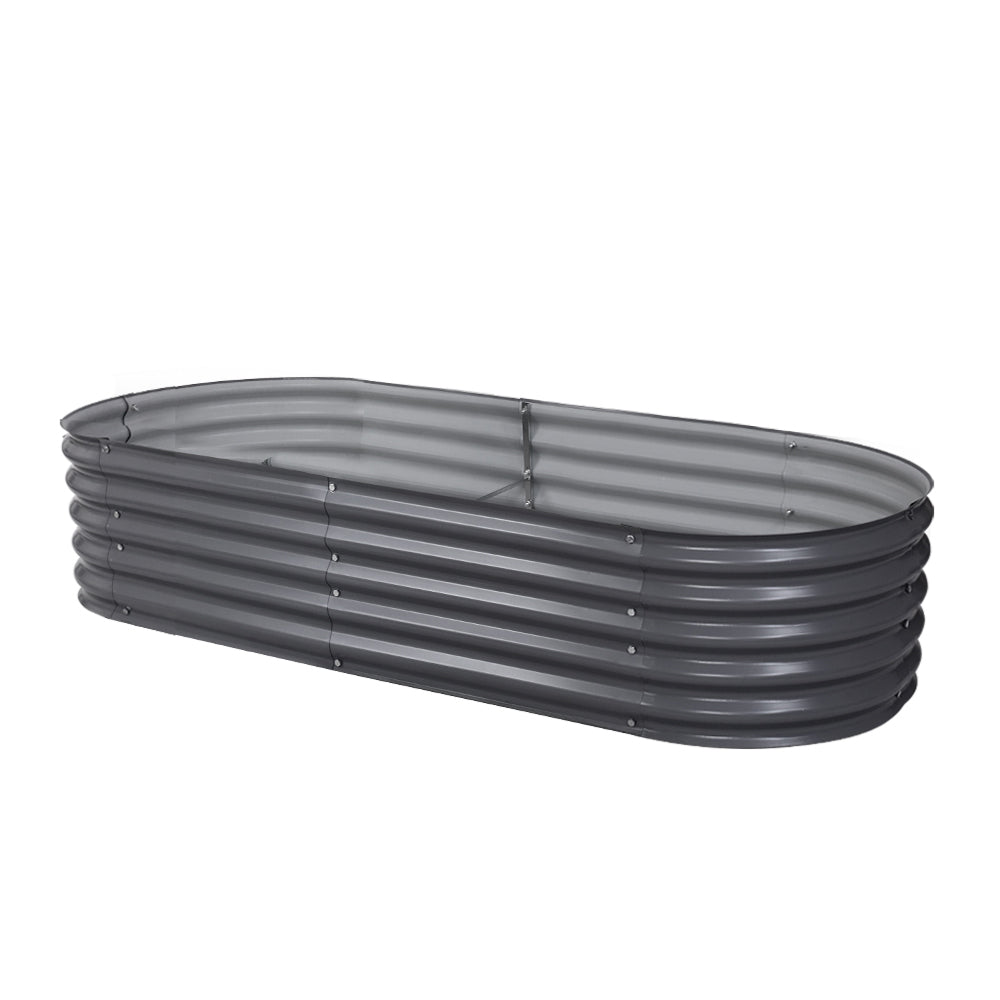Garden Beds & Planters: Green Fingers Garden Bed 160X80X42cm Oval Planter Box Raised Container Galvanised