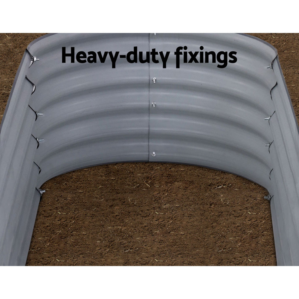Garden Beds & Planters: Green Fingers Garden Bed 160X80X42cm Oval Planter Box Raised Container Galvanised