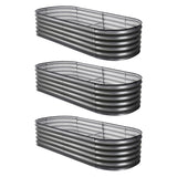 Garden Beds & Planters: Green Fingers 3 Pcs Raised Garden Bed Kit Oval Galvanized Steel Planter Boxes 160x80x42cm, Heavy Duty Metal Elevated Garden Bed for Vegetables Flowers Herbs, with Safety Edging, Gloves & Pegs Included