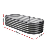 Garden Beds & Planters: Green Fingers 3 Pcs Raised Garden Bed Kit Oval Galvanized Steel Planter Boxes 160x80x42cm, Heavy Duty Metal Elevated Garden Bed for Vegetables Flowers Herbs, with Safety Edging, Gloves & Pegs Included