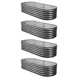Garden Beds & Planters: Green Fingers 4 Pcs Raised Garden Bed Kit Oval Galvanized Steel Planter Boxes 160x80x42cm, Heavy Duty Metal Elevated Garden Bed for Vegetables Flowers Herbs, with Safety Edging, Gloves & Pegs Included