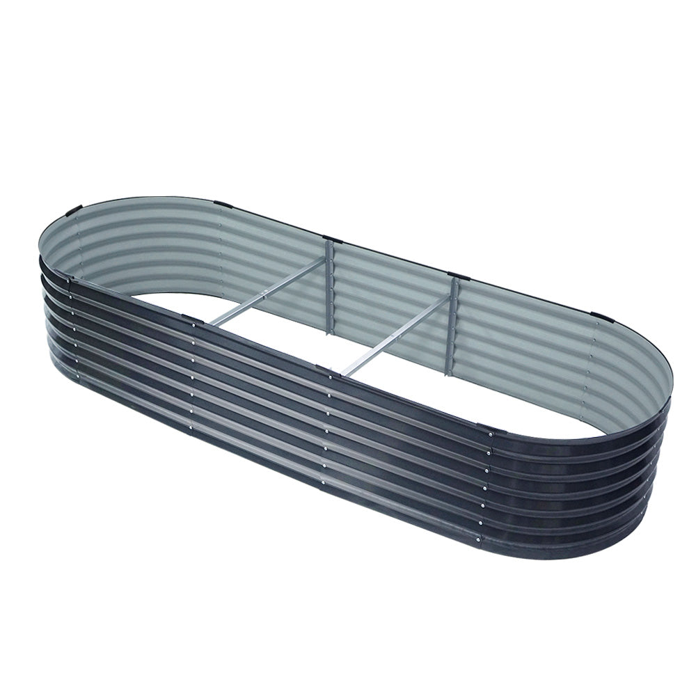 Garden Beds & Planters: Green Fingers Garden Bed 240X80X42cm Oval Planter Box Raised Container Galvanised