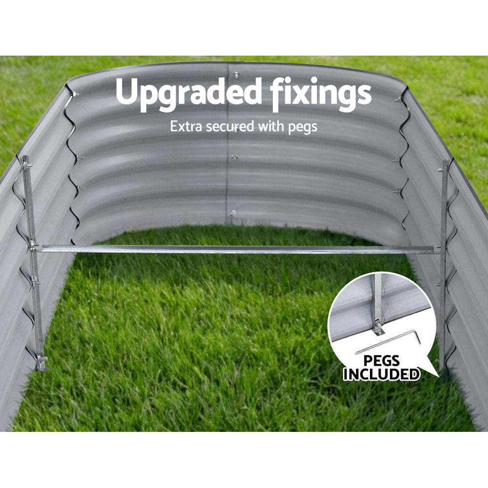 Garden Beds & Planters: Green Fingers Garden Bed 240X80X42cm Oval Planter Box Raised Container Galvanised