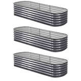 Garden Beds & Planters: Green Fingers 3 Pcs Raised Garden Bed Kit Oval Galvanized Steel Planter Boxes 240x80x42cm, Heavy Duty Metal Elevated Garden Bed for Vegetables Flowers Herbs, with Safety Edging, Gloves & Pegs Included