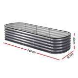Garden Beds & Planters: Green Fingers 3 Pcs Raised Garden Bed Kit Oval Galvanized Steel Planter Boxes 240x80x42cm, Heavy Duty Metal Elevated Garden Bed for Vegetables Flowers Herbs, with Safety Edging, Gloves & Pegs Included