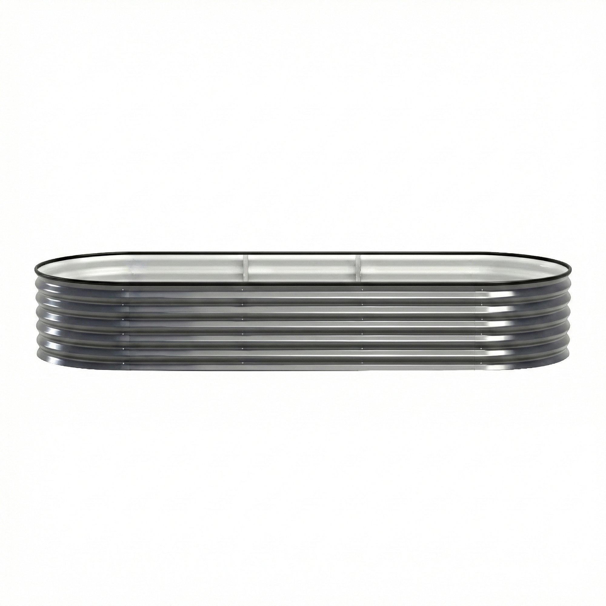 Garden Beds & Planters: Green Fingers 3 Pcs Raised Garden Bed Kit Oval Galvanized Steel Planter Boxes 240x80x42cm, Heavy Duty Metal Elevated Garden Bed for Vegetables Flowers Herbs, with Safety Edging, Gloves & Pegs Included