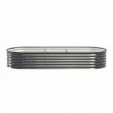 Garden Beds & Planters: Green Fingers 3 Pcs Raised Garden Bed Kit Oval Galvanized Steel Planter Boxes 240x80x42cm, Heavy Duty Metal Elevated Garden Bed for Vegetables Flowers Herbs, with Safety Edging, Gloves & Pegs Included