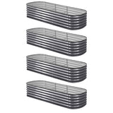Garden Beds & Planters: Green Fingers 4 Pcs Raised Garden Bed Kit Oval Galvanized Steel Planter Boxes 240x80x42cm, Heavy Duty Metal Elevated Garden Bed for Vegetables Flowers Herbs, with Safety Edging, Gloves & Pegs Included