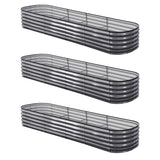 Garden Beds & Planters: Green Fingers 3 Pcs Raised Garden Bed Kit Oval Galvanized Steel Planter Boxes 320x80x42cm, Heavy Duty Metal Elevated Garden Bed for Vegetables Flowers Herbs, with Safety Edging, Gloves & Pegs Included