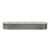 Garden Beds & Planters: Green Fingers 3 Pcs Raised Garden Bed Kit Oval Galvanized Steel Planter Boxes 320x80x42cm, Heavy Duty Metal Elevated Garden Bed for Vegetables Flowers Herbs, with Safety Edging, Gloves & Pegs Included