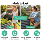 Garden Beds & Planters: Green Fingers 3 Pcs Raised Garden Bed Kit Oval Galvanized Steel Planter Boxes 320x80x42cm, Heavy Duty Metal Elevated Garden Bed for Vegetables Flowers Herbs, with Safety Edging, Gloves & Pegs Included