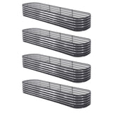 Garden Beds & Planters: Green Fingers 4 Pcs Raised Garden Bed Kit Oval Galvanized Steel Planter Boxes 320x80x42cm, Heavy Duty Metal Elevated Garden Bed for Vegetables Flowers Herbs, with Safety Edging, Gloves & Pegs Included