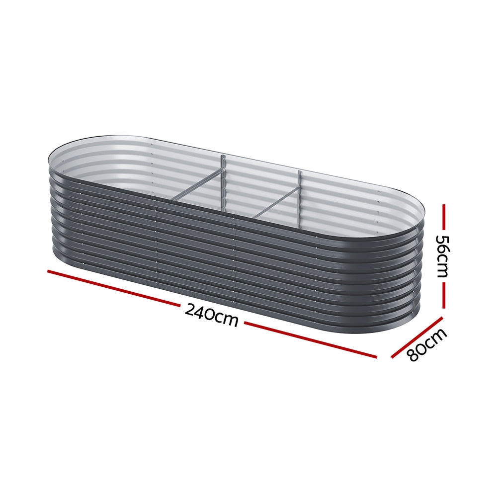 Greenhouses & Accessories: Green Fingers Garden Bed 240X80X56cm Oval Planter Box