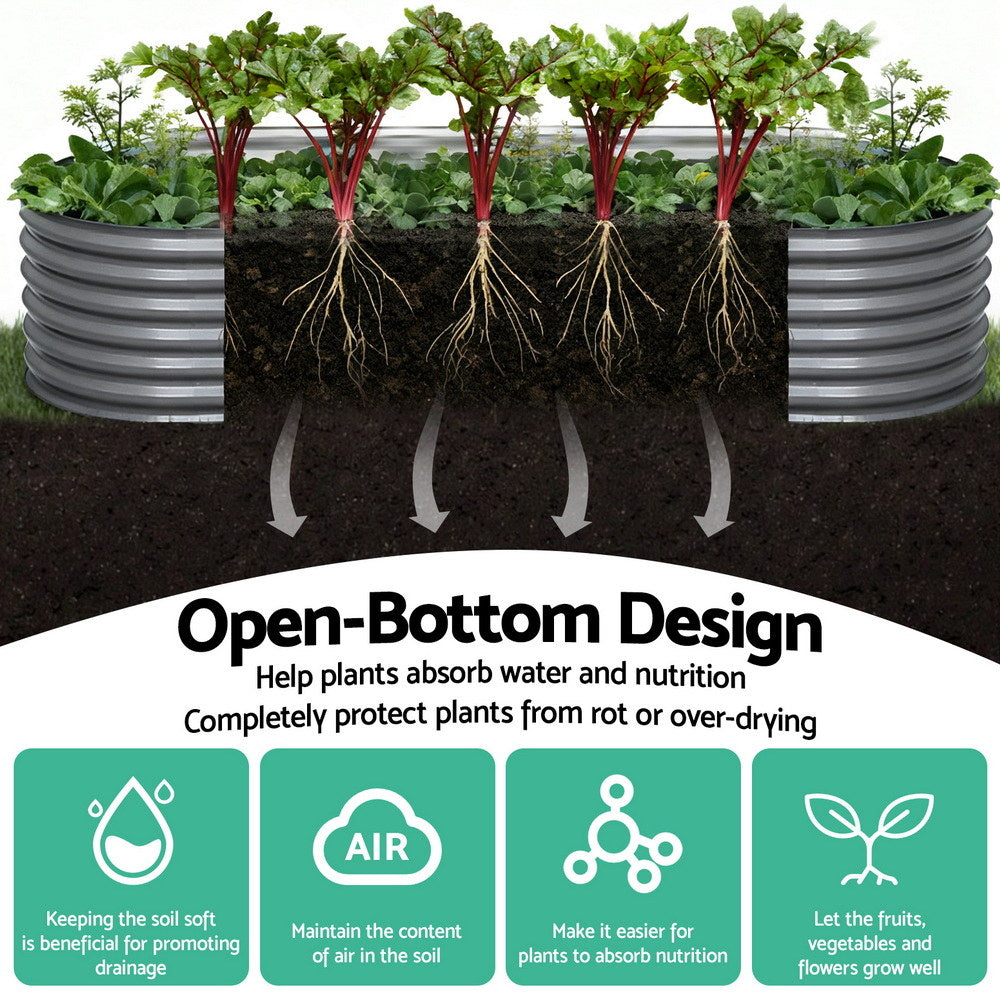 Greenhouses & Accessories: Green Fingers Garden Bed 240X80X56cm Oval Planter Box