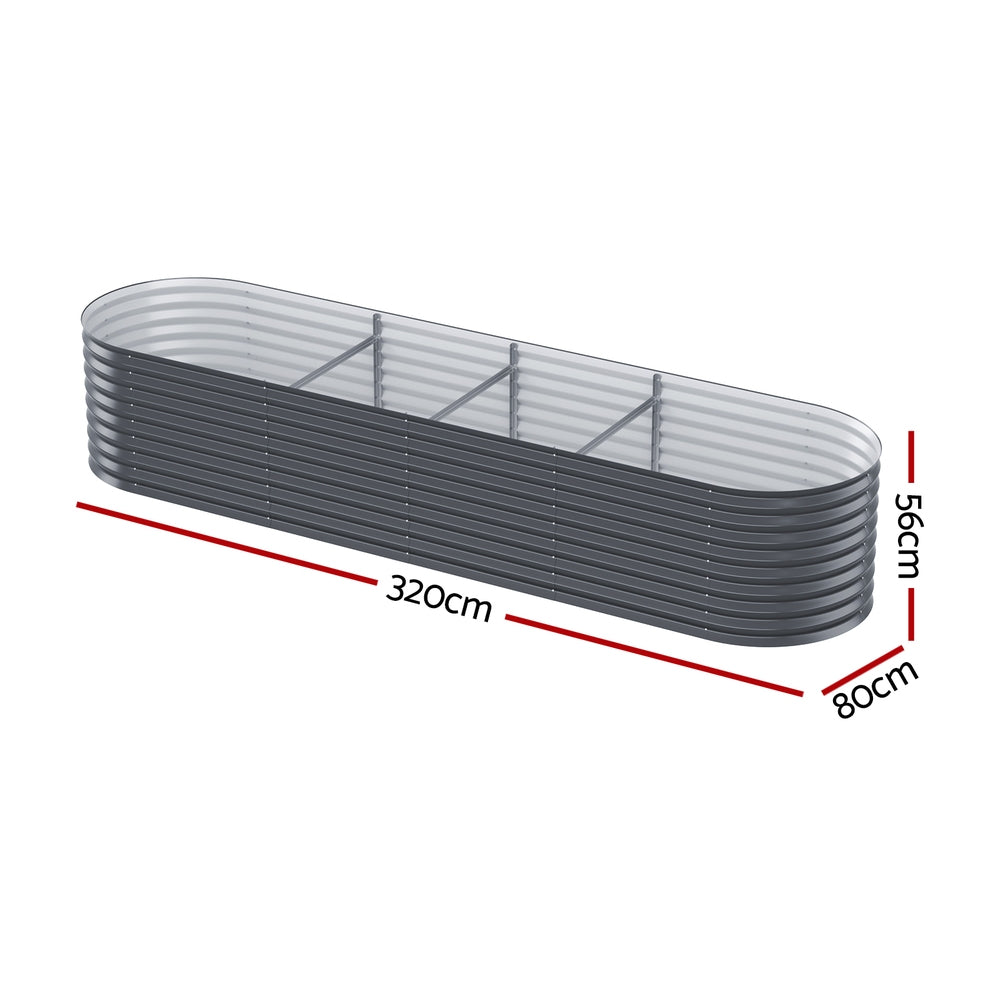 Greenhouses & Accessories: Green Fingers Garden Bed 320X80X56cm Oval Planter Box