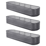 Garden Beds & Planters: Green Fingers 3 Pcs Raised Garden Bed Kit Oval Galvanized Steel Planter Boxes 320x80x56cm, Heavy Duty Metal Elevated Garden Bed for Vegetables Flowers Herbs, with Safety Edging, Gloves & Pegs Included