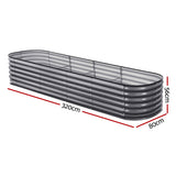 Garden Beds & Planters: Green Fingers 3 Pcs Raised Garden Bed Kit Oval Galvanized Steel Planter Boxes 320x80x56cm, Heavy Duty Metal Elevated Garden Bed for Vegetables Flowers Herbs, with Safety Edging, Gloves & Pegs Included