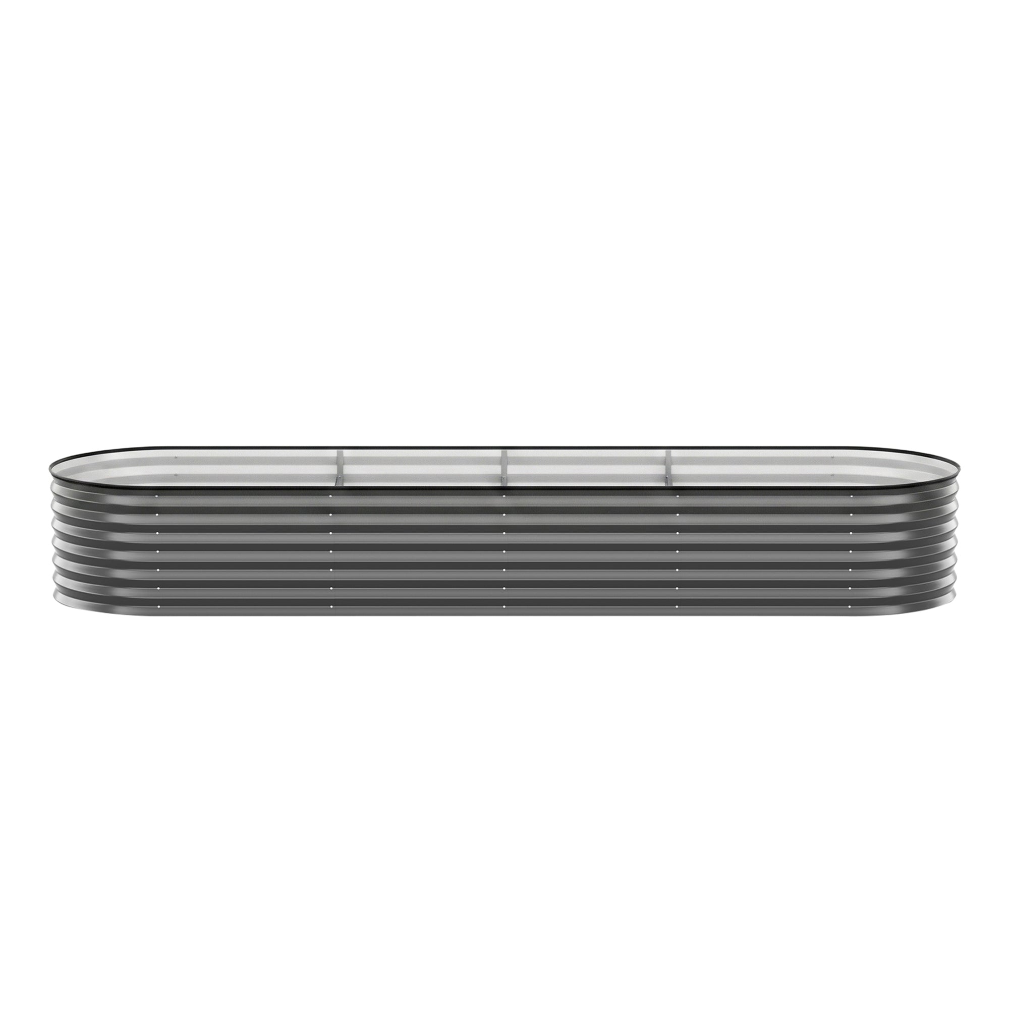 Green Fingers 3 Pcs Raised Garden Bed Kit Oval Galvanized Steel Planter Boxes 320x80x56cm, Heavy Duty Metal Elevated Garden Bed for Vegetables Flowers Herbs, with Safety Edging, Gloves & Pegs Included