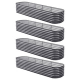 Garden Beds & Planters: Green Fingers 4 Pcs Raised Garden Bed Kit Oval Galvanized Steel Planter Boxes 320x80x56cm, Heavy Duty Metal Elevated Garden Bed for Vegetables Flowers Herbs, with Safety Edging, Gloves & Pegs Included