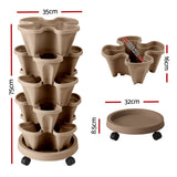 Garden Beds & Planters: Green Fingers Garden Bed 5 Tier Vertical Garden Grey Strawberry Stackable Planters Herb Petunias Tan