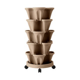 Garden Beds & Planters: Green Fingers Garden Bed 5 Tier Vertical Garden Grey Strawberry Stackable Planters Herb Petunias Tan