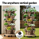 Garden Beds & Planters: Green Fingers Garden Bed 5 Tier Vertical Garden Grey Strawberry Stackable Planters Herb Petunias Tan