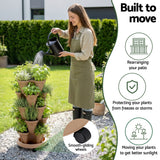 Garden Beds & Planters: Green Fingers Garden Bed 5 Tier Vertical Garden Grey Strawberry Stackable Planters Herb Petunias Tan